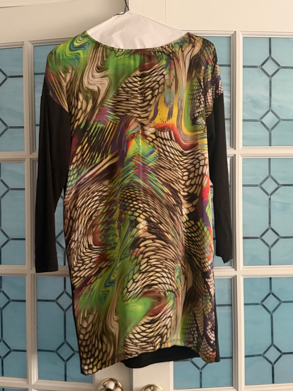 Long Sleeve Midi Dress in Multicolor Abstract Print